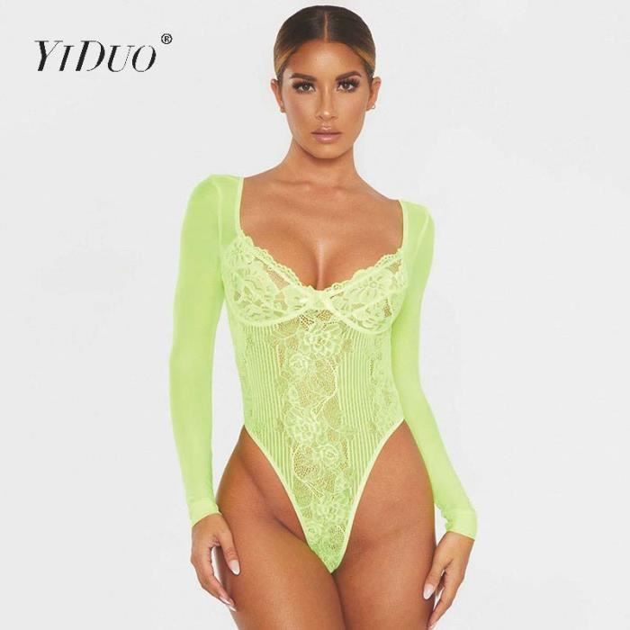 Murci - Combinaison Pantacourt En Dentelle Transparente Avec Détail