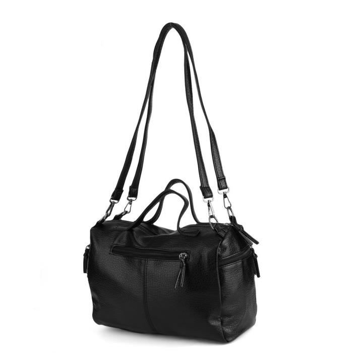 Sac Bandoulière Femme En Simili Cuir Noir – Grand Format, Style Carré, Parfait Pour Le Quotidien Ou La Soirée