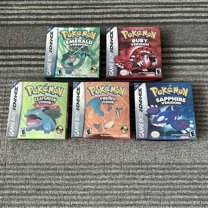 Français version GBA Pokemon Émeraude/Ruby/Vert Feuille/Rouge Feu/Saphir Comprennent Cartouche d