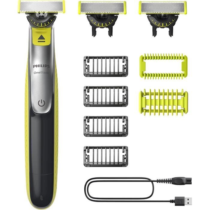 Philips OneBlade 360 Authentique Visage + Corps Tondeuse à barbe électrique tondeuse corps et rasoir avec technologie de lame 360 2 lames 360 4 sabots barbe de 3 jours 1 kit Corps QP2834/ - vue 7