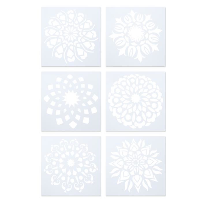 6 Pieces Premium Mandala Evider Modeles De Dessin Pochoirs Bricolage A Fleurs Pour Peinture Moule A Gateau Moule De Patisserie Cdiscount Maison