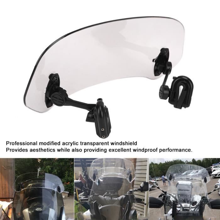 Pwshymi Déflecteur de moto Extension de pare-brise de moto Augmenter le pare-brise Déflecteur d'air réglable moto bulle Brun
