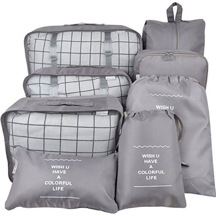 valise ou sac /à mai Lot de 6 organiseurs de bagage et syst/ème de cube de compression pour voyage avec sac /à chaussures Lot de 6 cubes demballage de voyage accessoires pour organiser vos v/êtements