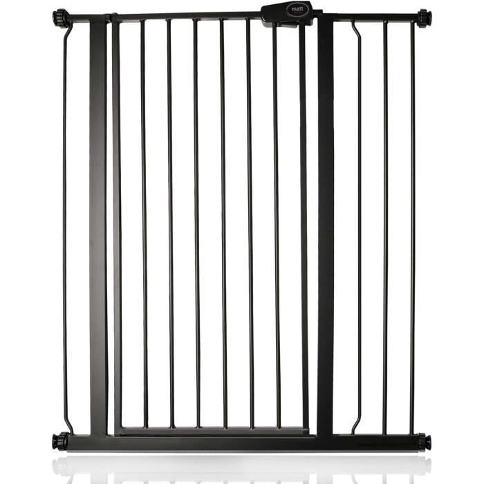 Barrière De Sécurité Enfant Extra Haute 92 Cm – Sans Perçage, Largeur 75-124 Cm, Fermeture Auto, Double Verrou, Blanc (avec 3 Rallonges)