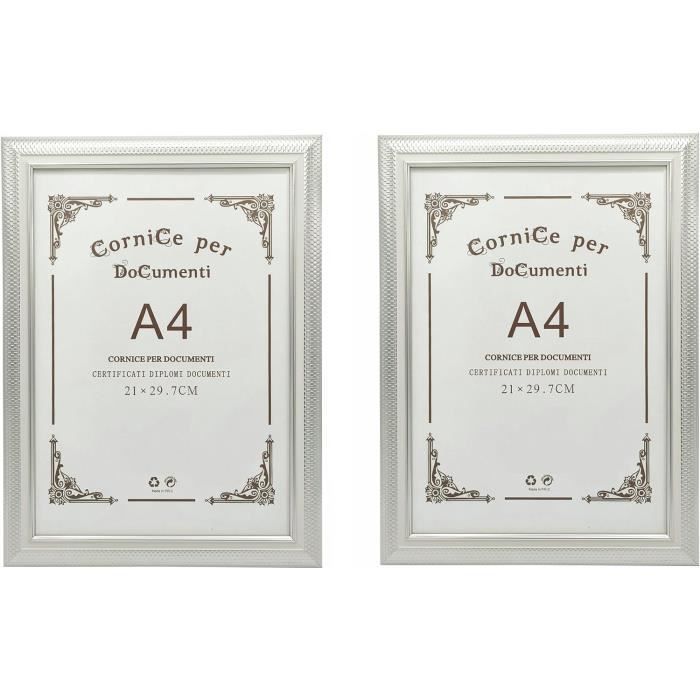 Cadre Photo Blanc A4 - Pour Certificats, Diplômes Ou Photos | Bois Massif | Gabarit Et Clous Inclus