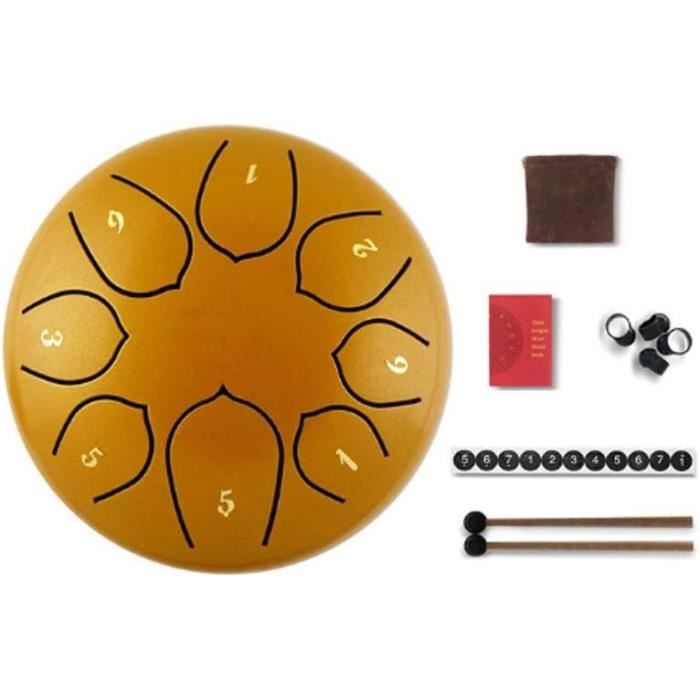 Tongue Drum 6 Pouces 11 Notes Handpan Mini Tambour à Langue - Kit Complet Débutants