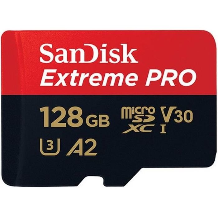 Carte Mémoire - SanDisk - 128 Go - Micro SD - Vitesse de lecture 160 Mo/s - U3 - Anti-choc Carte Mémoire - SanDisk - 128 Go - Micro SD - Vitesse de lecture 160 Mo/s - U3 - Anti-choc