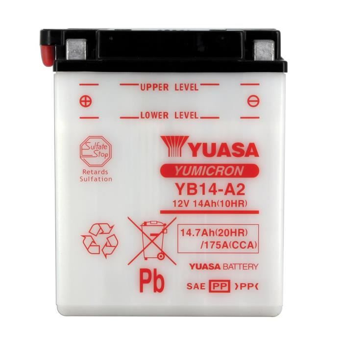YUASA - Batterie Moto 12V Avec Entretien Sans Pack Acide Yb14-A2 / Yb14A2