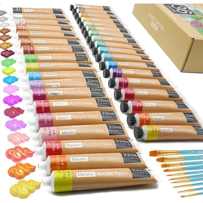 Nicpro Kit Peinture Pour Vitrail 18 Couleurs 30ml - Peinture Acrylique Impermeable Pour Verre, Avec 6 Pinceaux Et Palette