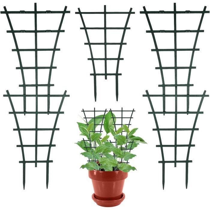 Lot De 6 Tuteurs Pour Plantes D'intérieur - Forme éventail, Vert, Empilables, Pour Fleurs Et Vignes - 7