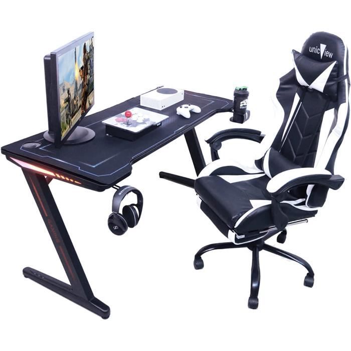 Exxen Bureau de Gaming LED Table d' Ordinateur Bureau PC ergonomique -  Table de Gaming