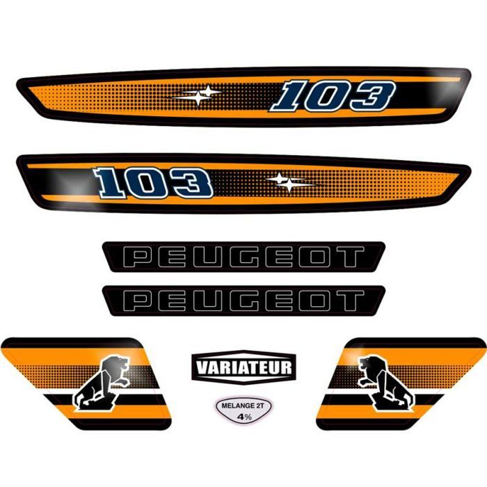 Kit Autcollants 103 MVL Sport pour décorer Votre mobylette Peugeot comme à l'époque (Orange