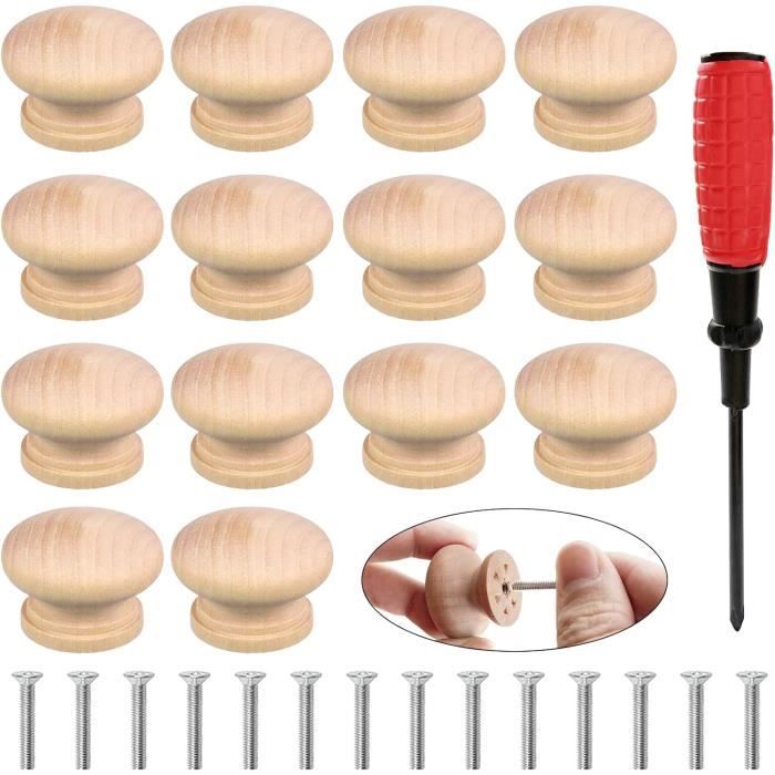 GlasFlength Bouton De Meuble Lot De 12, Rond Tiroir De Porte 30 Mm Boutons En Acier Inoxydable Avec Vis Pour Cuisine Moderne Poignées De Placard En Forme De Champignon Pour Armoire (Argent