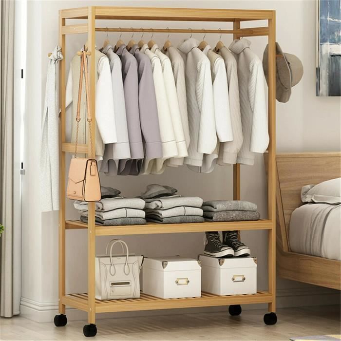 UNHO Porte Manteau à Roulettes Portant Amovible Porte Vêtements pour Vêtements Chapeaux 78x37x169cm