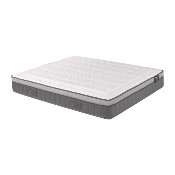 Ensemble Matelas + Sommier 160x200cm - Matelas Elekctra Ressorts Ensachés & Mémoire De Forme 30cm - Gris