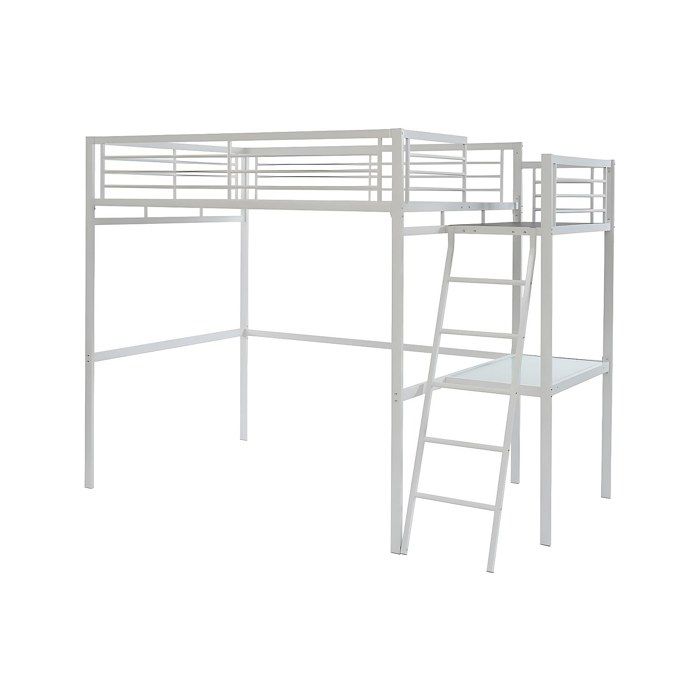Lit mezzanine CASUAL II - 140 x 190 cm - plateforme bureau - Blanc