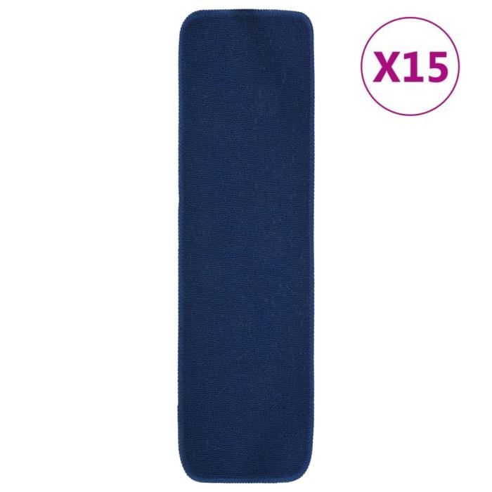 vidaXL Tapis descalier 15 pcs 70x20 cm Bleu marine Rectangulaire