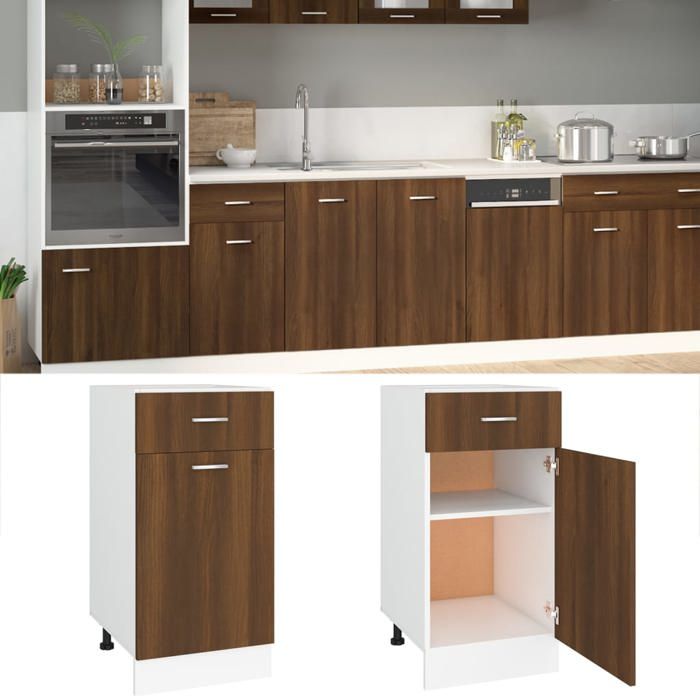 Mueble De Pared Para Horno VidaXL Riga | Roble Negro, 60x46x81.5 Cm | Amplio Almacenamiento Para Cocina Moderna