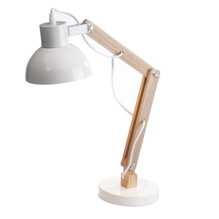 Lampe de bureau articulée en bois et métal blanc H55cm Blanc - Cdiscount  Maison
