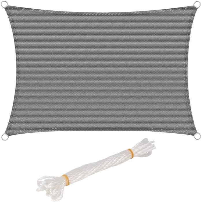 Voile D'ombrage WOLTU 4x6m - Protection UV 85%, HDPE Respirant, Avec Kit Fixation - Rectangle