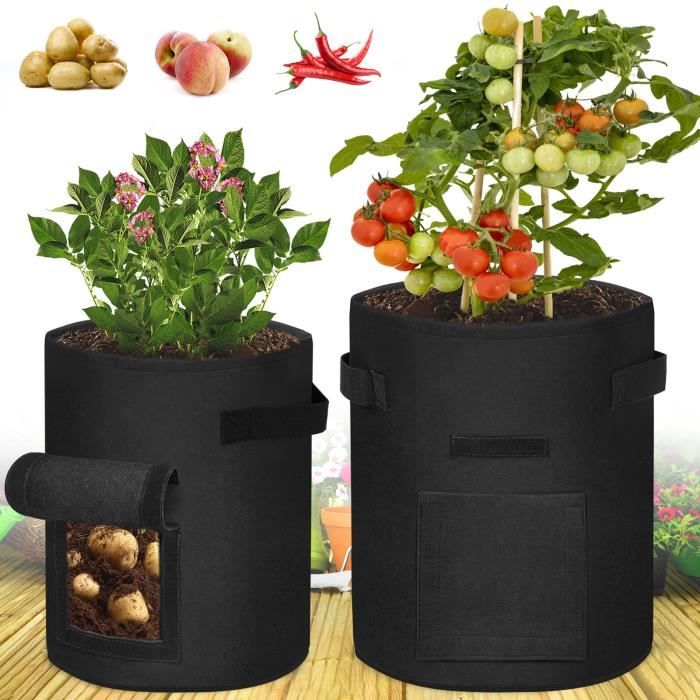 22 Sacs De Plantation 7.6L - 21x21cm - Polyéthylène - Pour Tomates, Fleurs, Légumes - E-Know