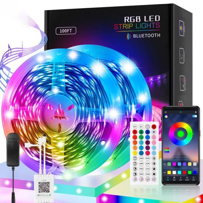 Ruban lumineux LED Intelligent Bluetooth 15M 270 RVB 5050 SMD - Avec  télécommande + APP, Synchroniser avec Rythme de Musique/Fonctio - Cdiscount  Maison