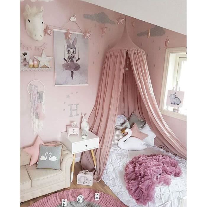 ywei ciel de lit pour enfants baldaquin rideaux de lit tente de jeu intérieur décoration chambre princesse moustiquaire rose