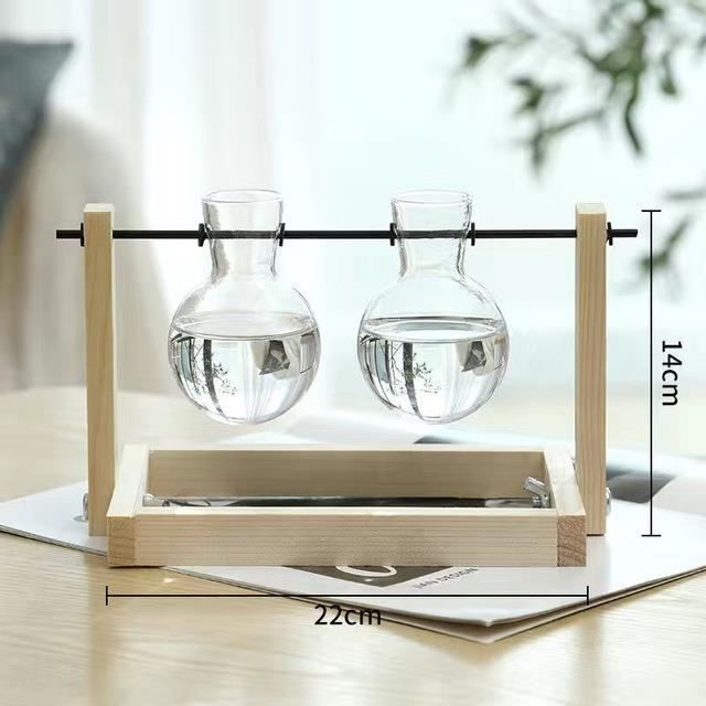 Ensemble De 2 Vases Muraux Accmuzzy En Bois Naturel Avec Plantes Artificielles - Décoration Mur Végétal Pour Salon, Chambre Et Couloir