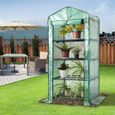 Serre de jardin avec bâche polyéthylène vert transparent 158x49x69cm serre 0,34 m² 4 étagères légumes fruits semis porte-1