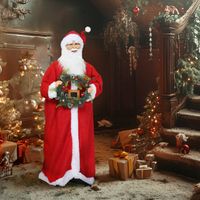 Figurine De Père Noël - HOMCOM - Commande Vocale, Lumières LED Scintillantes, Bras Pliables - Polyester Et Plastique - 120cm - Rouge