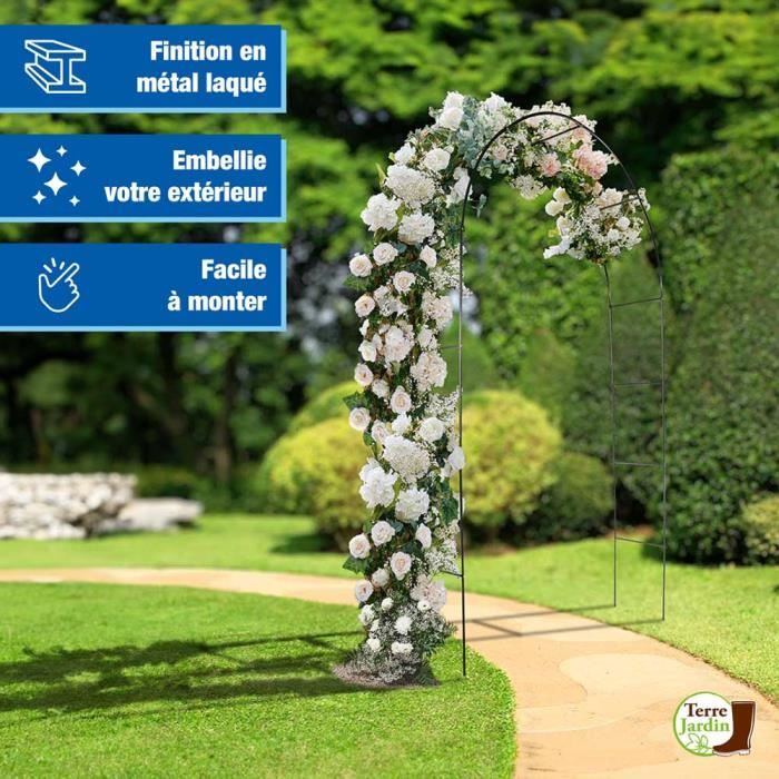 Arche de Jardin avec Jardinière en Bois avec Treillis Pergola Extérieur  pour Plantes Grimpantes Légumes Décoration Blanc - Costway