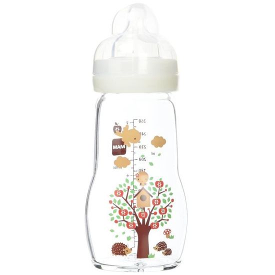 Tétine débit 1 MAM Biberon verre Blanc vitesse lente 170 ml mois