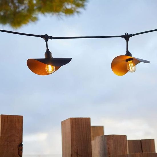 Guirlande lumineuse extérieur avec abat-jour en acier effet cage 10  douilles E27 CHIC CAGE 6m - Cdiscount Maison