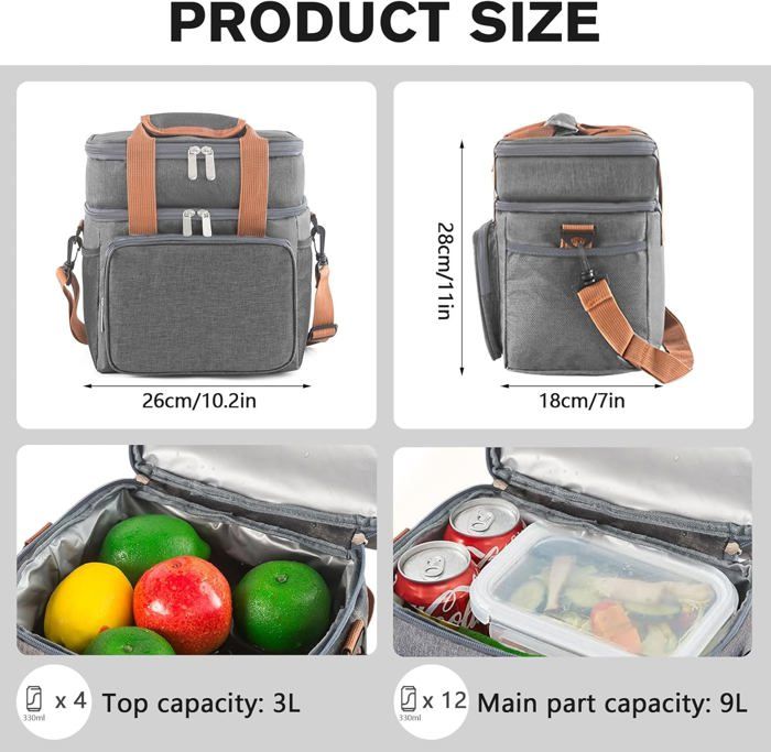 Sac Isotherme - HAUTSTORE - 12L - Double Couche - Pique-Nique - Grande Capacité