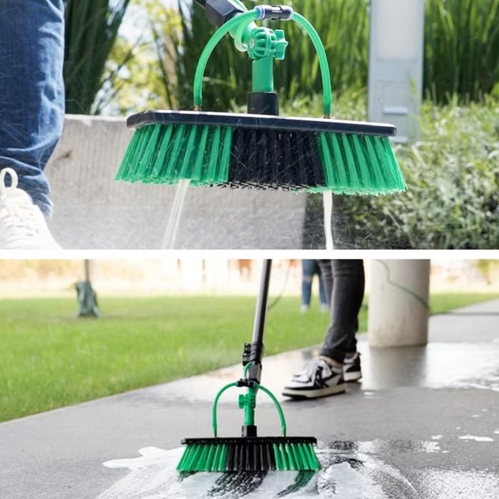 Balai Télescopique Lave-vitre Avec Brosse Rotative - Longueur Réglable 3,6 à 6 M - Raccord Eau Intégré - Pour Panneaux Solaires, Toits, Façades