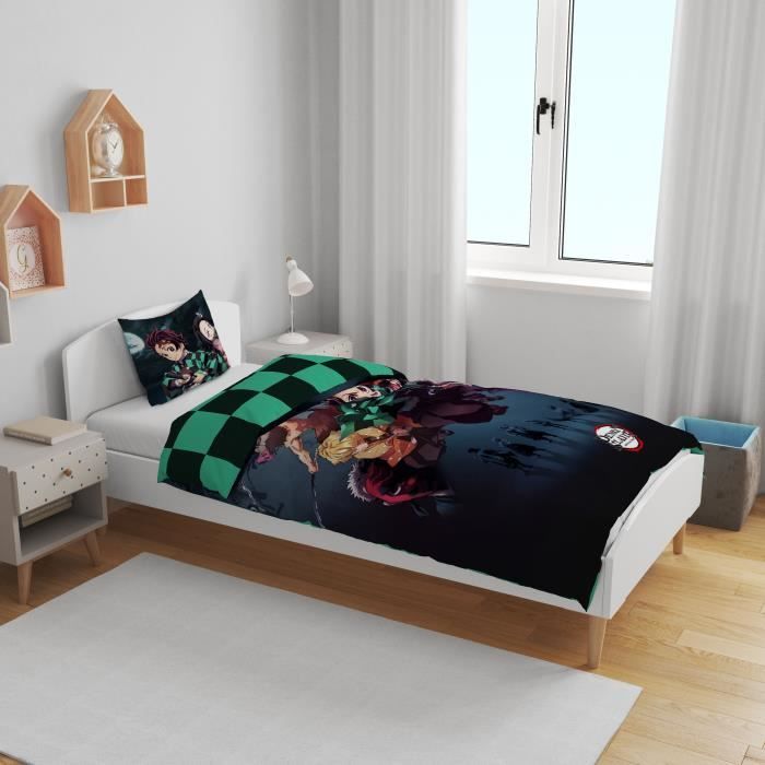 Parure De Lit Enfant Demon Hunter Microfibre - Housse De Couette 135 X 200 Cm + Taie 75 X 50 Cm, Motifs Colorés | Facile à Laver