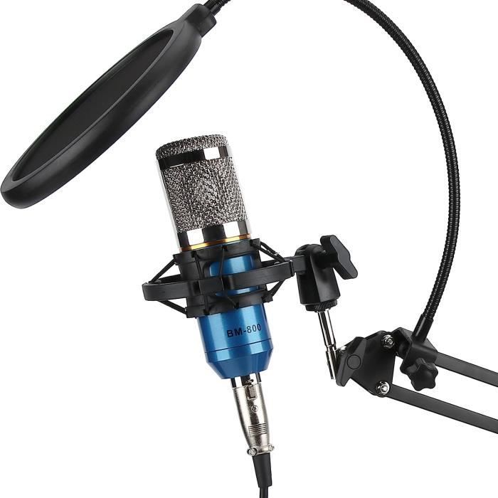 Amdohai Kit de microphone d'enregistrement de podcast USB 192 kHz/24 bits  Micro de diffusion de studio à condensateur professionnel avec support  Microphone à tête plate 