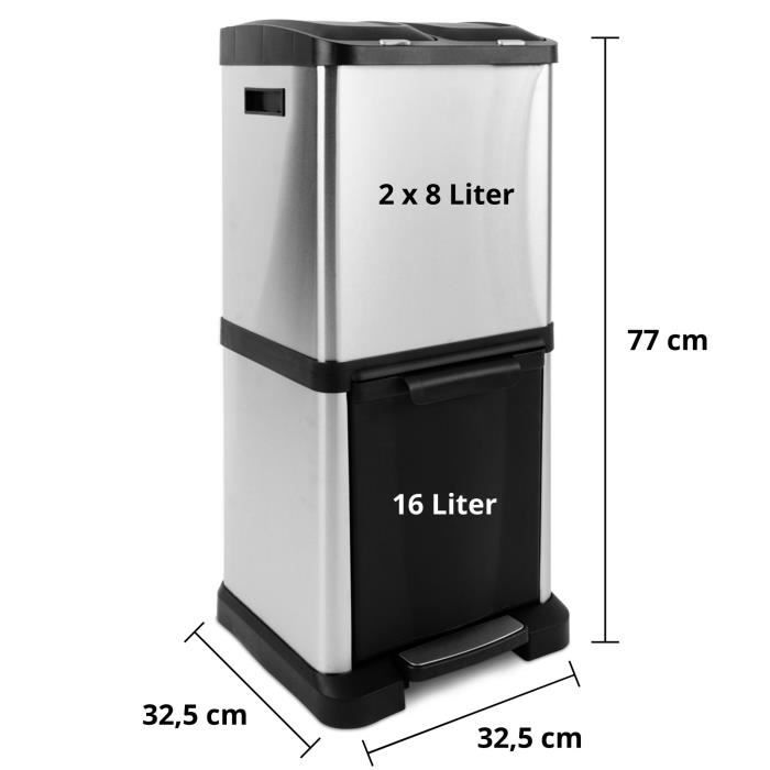 Corbeille à Papier HAN KLASSIK 30L Noire - Extra-stable, Avec Poignées - Fabriquée En Allemagne