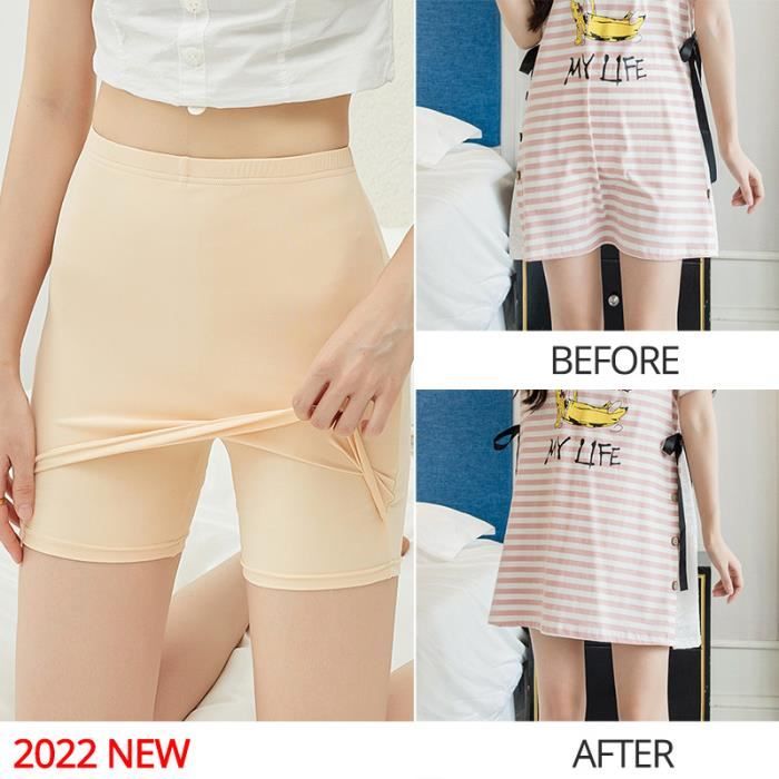 Ice Silk Appareil de mise en forme de fibre ionique, short en soie glacée, short façonnant les ions, culotte gainante taille haute pour femme, 2 pièces - A, M