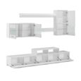 Skraut Home - Ensemble de meubles de salon-séjour avec ilumination LED, Blanc Mat/Blanc Laqué. 250x194x42cm-2
