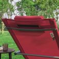 SoBuy® OGS28-R x2 Lot de 2 Fauteuils à Bascule Transats de Jardin avec Repose-Pieds, Bains de Soleil Rocking Chair - Rouge-2