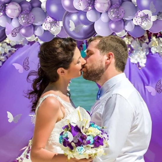 Arche Ballon Anniversaire, Cybbo Guirlande de Ballon Violet Or 125Pcs