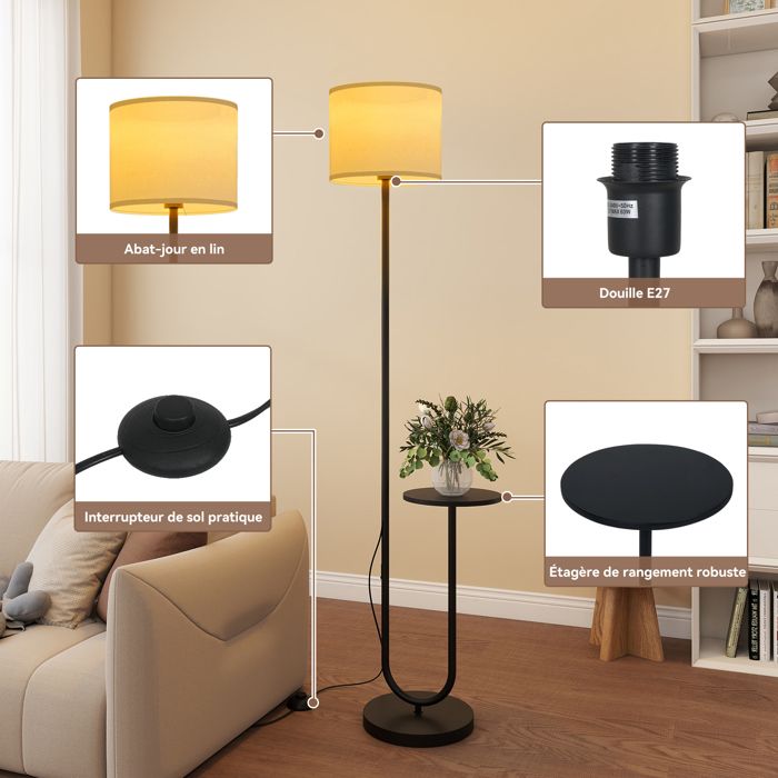 EDISHINE Lampadaire LED en Bois, lamp sur Pied Dimmable, 18W 3000K 800LM Lampe Ambiance EDISHINE Lampadaire LED en Bois, lamp sur Pied Dimmable, 18W 3000K 800LM Lampe Ambiance