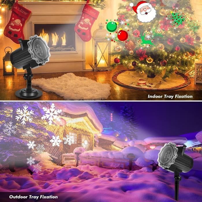 Projecteur Noël Exterieur, Lampe Projecteur LED de Halloween/Noël, 16  Motifs Projecteur Lumière Avec Télécommande pour Noël, Fêtes de Famille