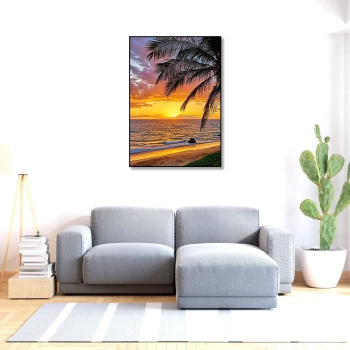 Diamond Painting 5D - Tableau Plage Et Mer 40x50 Cm - Loisir Créatif Adulte - Strass à Coller - Activité Relaxante