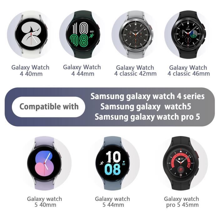 Bracelet de Montre Samsung Galaxy Watch 4 Classic / Watch 4 / 5 et 5 Pro  avec Fermoir Métallique - Blanc - Français