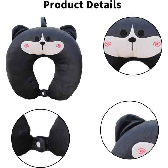 Oreiller De Voyage Enfant Fraise Chat En Mousse Mémoire – Coussin U Cou Doux Pour Avion, Voiture, Sieste