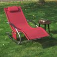 SoBuy® OGS28-R x2 Lot de 2 Fauteuils à Bascule Transats de Jardin avec Repose-Pieds, Bains de Soleil Rocking Chair - Rouge-3