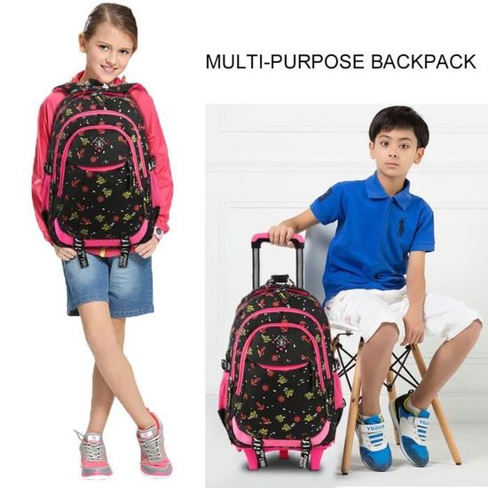 Cartable /à roulettes Baclpack /École pour Les Gar/çons et Les Filles Sac /à Dos Roulant Bagages Enfants Sac De Voyage pour Ordinateur Portable,G