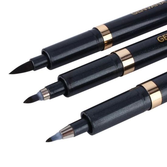 Stylo Pinceau De Calligraphie Japonaise - Encre Noire, Pointe Flexible, Léger 10g, Capuchon De Protection